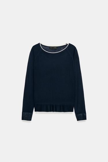 SUÉTER DE TRICÔ EFEITO DUPLO - azul-marinho da Zara - Imagem 0