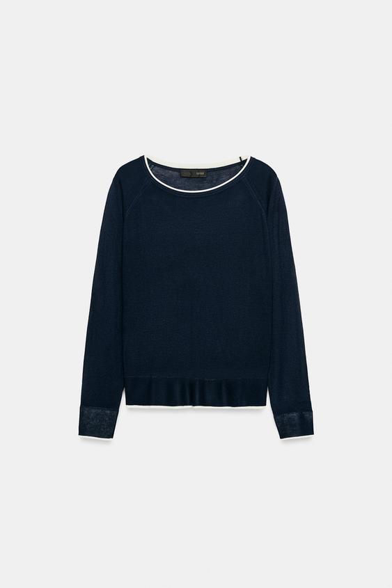 JERSEY PUNTO DOBLE - marino de Zara - Imagen 0