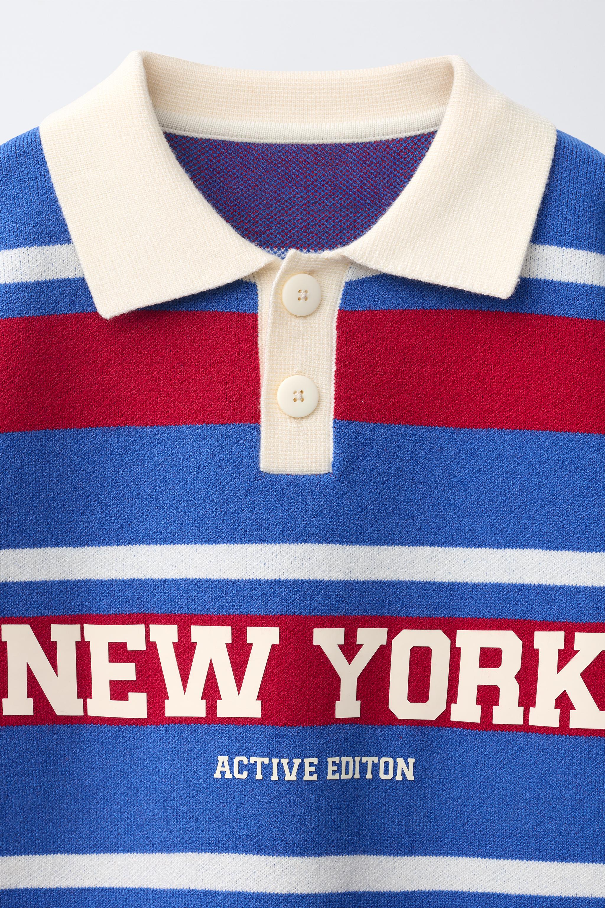 Детские рубашки Zara VARSITY KNIT POLO SHIRT — фото 3