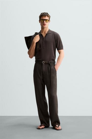 LIMITED EDITION COTTON KNIT POLO SHIRT - Brown by Zara - Image 0
