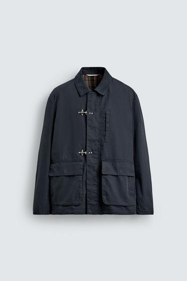 ÁO KHOÁC PARKA DÁNG RỘNG CÀI KHUY MÓC - Màu xanh nước biển từ Zara