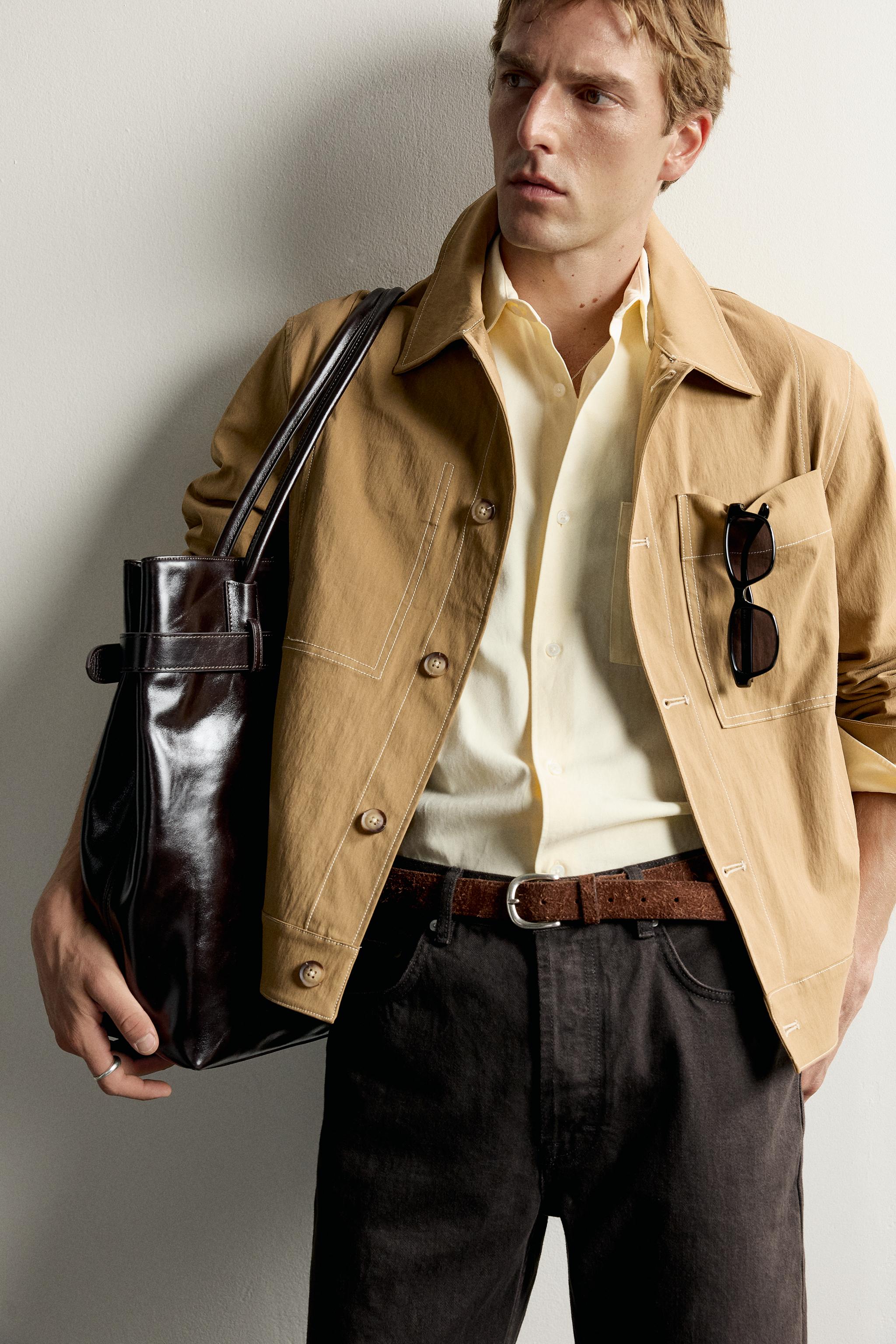 Zara CONTRAST TOPSTITCH BOXY FIT OVERSHIRT — фото 6
