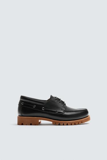 ZAPATO NÁUTICO PIEL - Negro de Zara