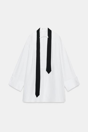 CHEMISE OVERSIZE CRAVATE ZW COLLECTION LIMITED EDITION - Blanc de Zara - Image 6
