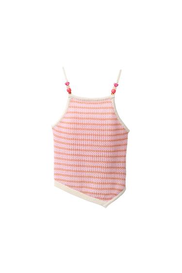 TOP PUNTO ASIMÉTRICO RAYAS - Rosa claro de Zara
