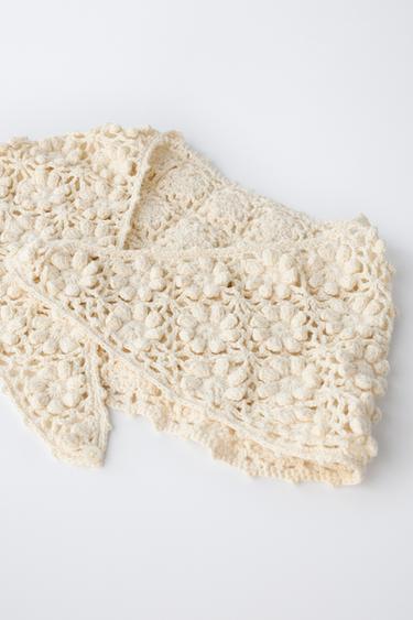 GILET EN MAILLE AU CROCHET - Écru de Zara - Image 1