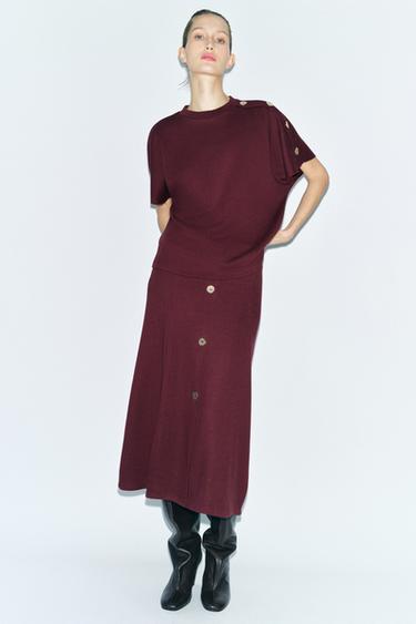 TOP SOFT BOTONES - Burgundy de Zara - Imagen 0