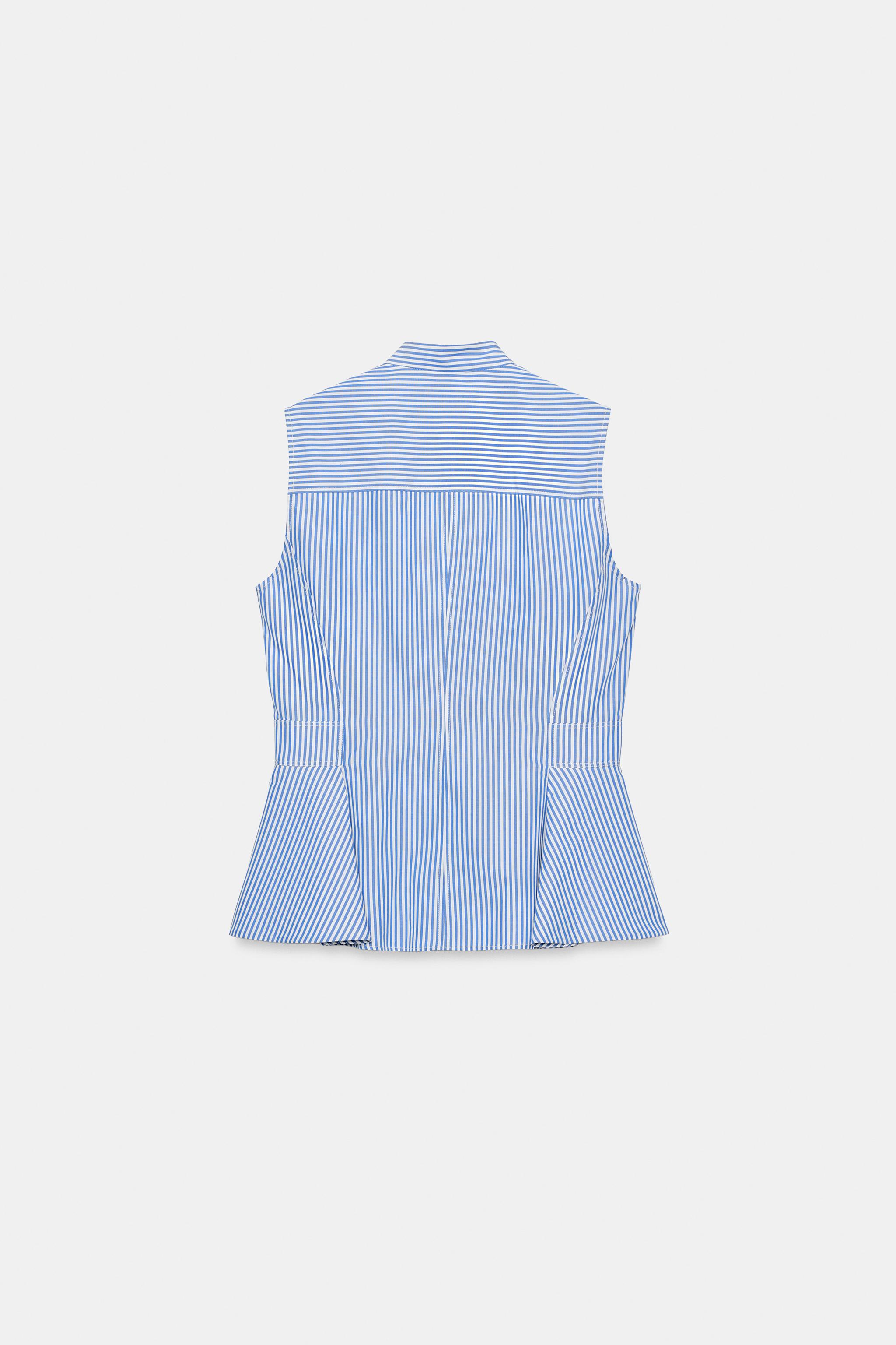 Женские рубашки Zara STRIPED PEPLUM SHIRT — фото 8