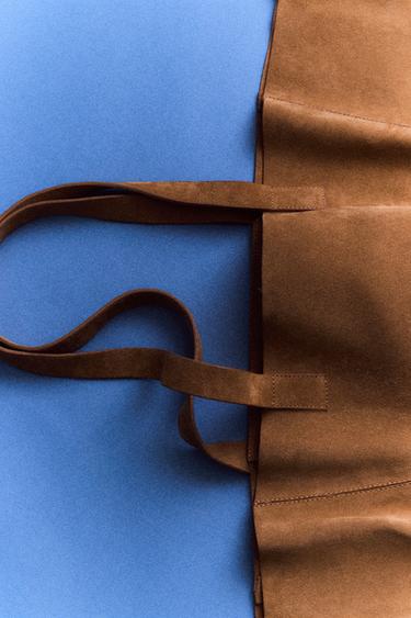 LEATHER TOTE BAG - Caramel Brown by Zara
