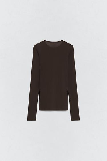 T-SHIRT COL TUNISIEN SOSHIOTSUKI X ZARA - Marron de Zara - Image 4