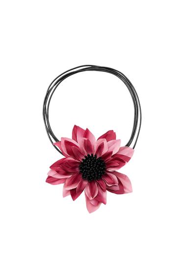 Zara CONTRAST FLOWER ROPE NECKLACE - Pink - Image 0