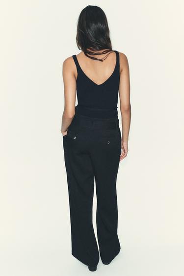 BELTED WIDE-LEG TROUSERS - Navy blue by Zara - Image 5