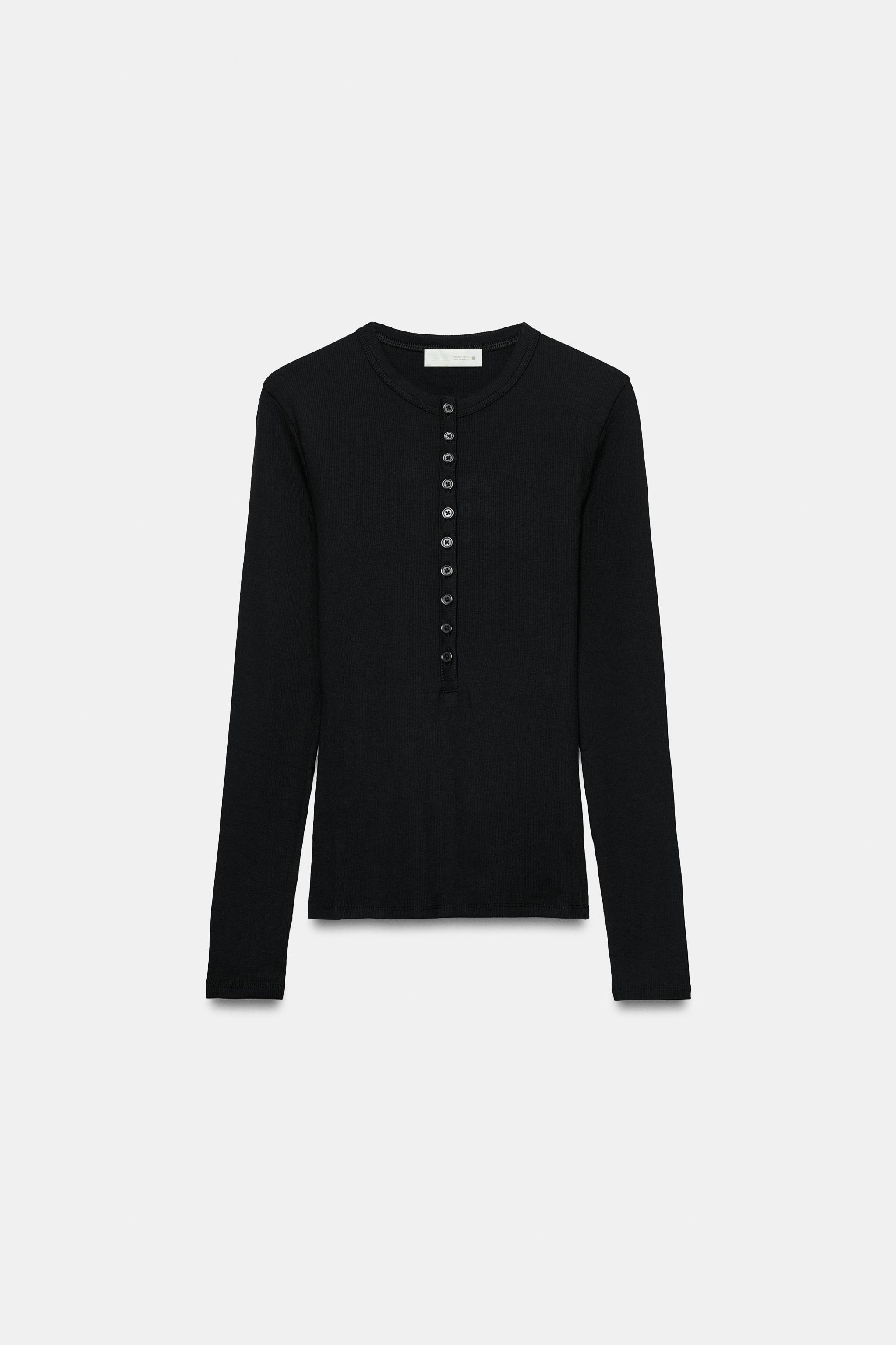 LONG SLEEVE HENLEY T-SHIRT