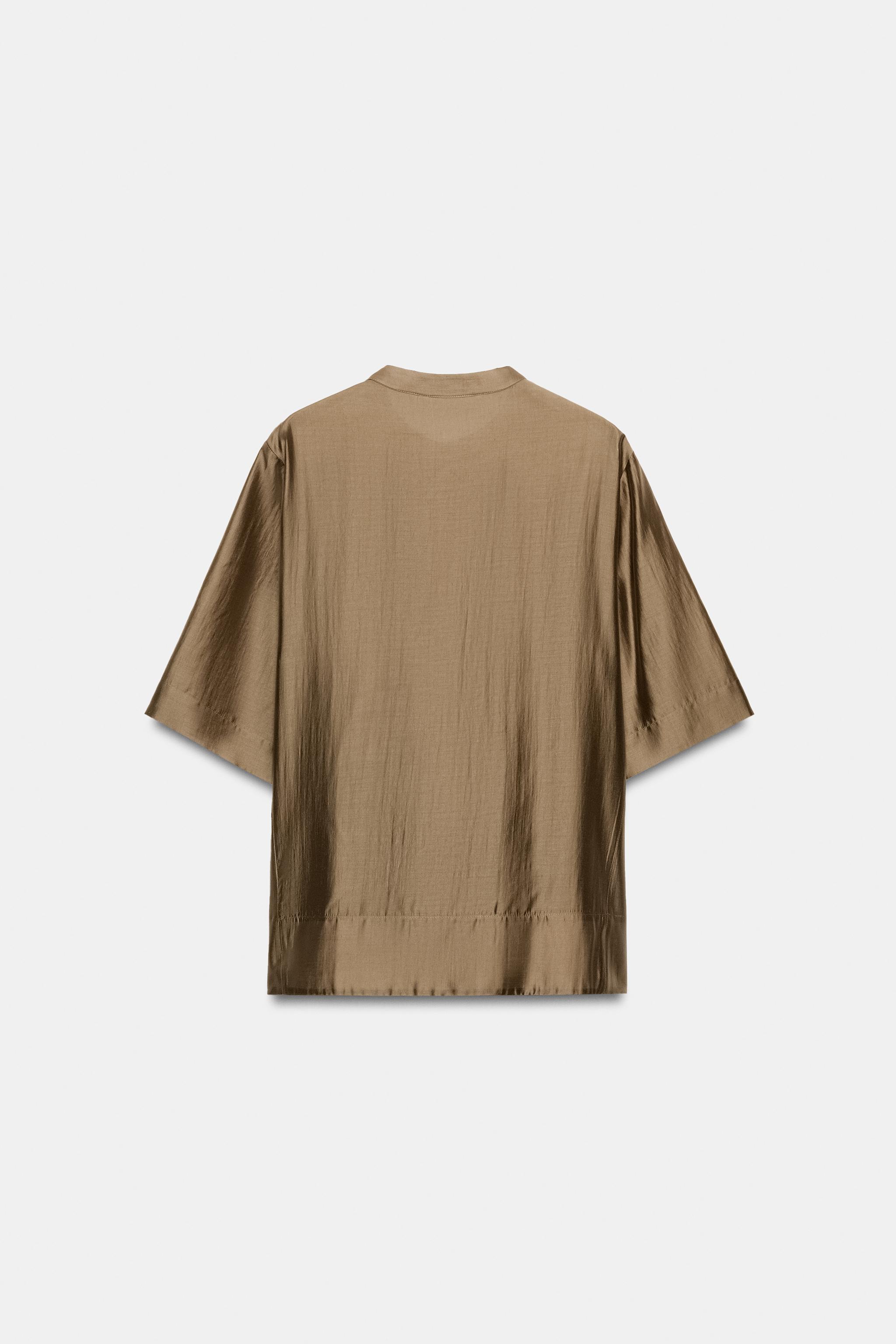 ZW COLLECTION フルイドサテンブラウス - ライトブラウン | ZARA Japan