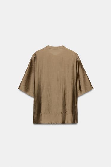 BLOUSE FLUIDE À MANCHES COURTES ZW COLLECTION - Marron clair de Zara - Image 5