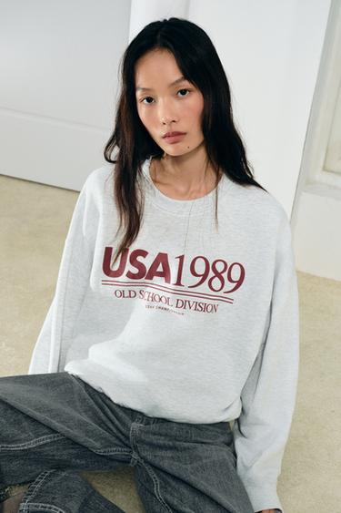 SLOGAN SWEATSHIRT - Grey marl by Zara