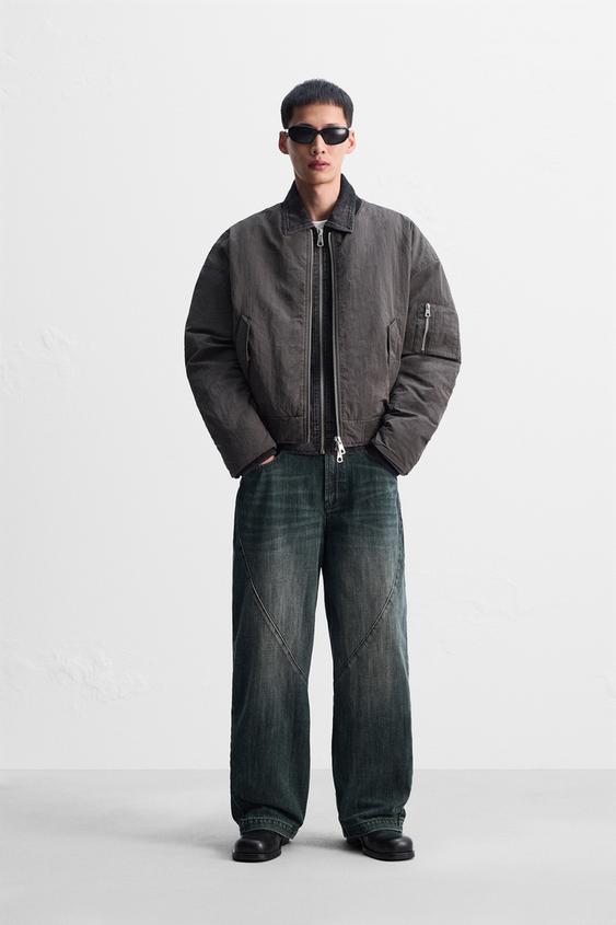 バルーンフィットステッチジーンズ - ブルー/グリーン | ZARA Japan / 日本
