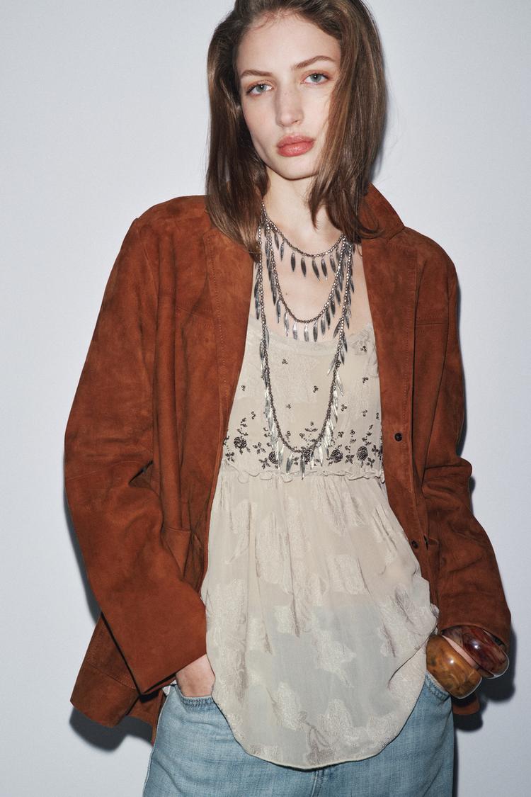 JACQUARD STRAPPY TOP ZW COLLECTION