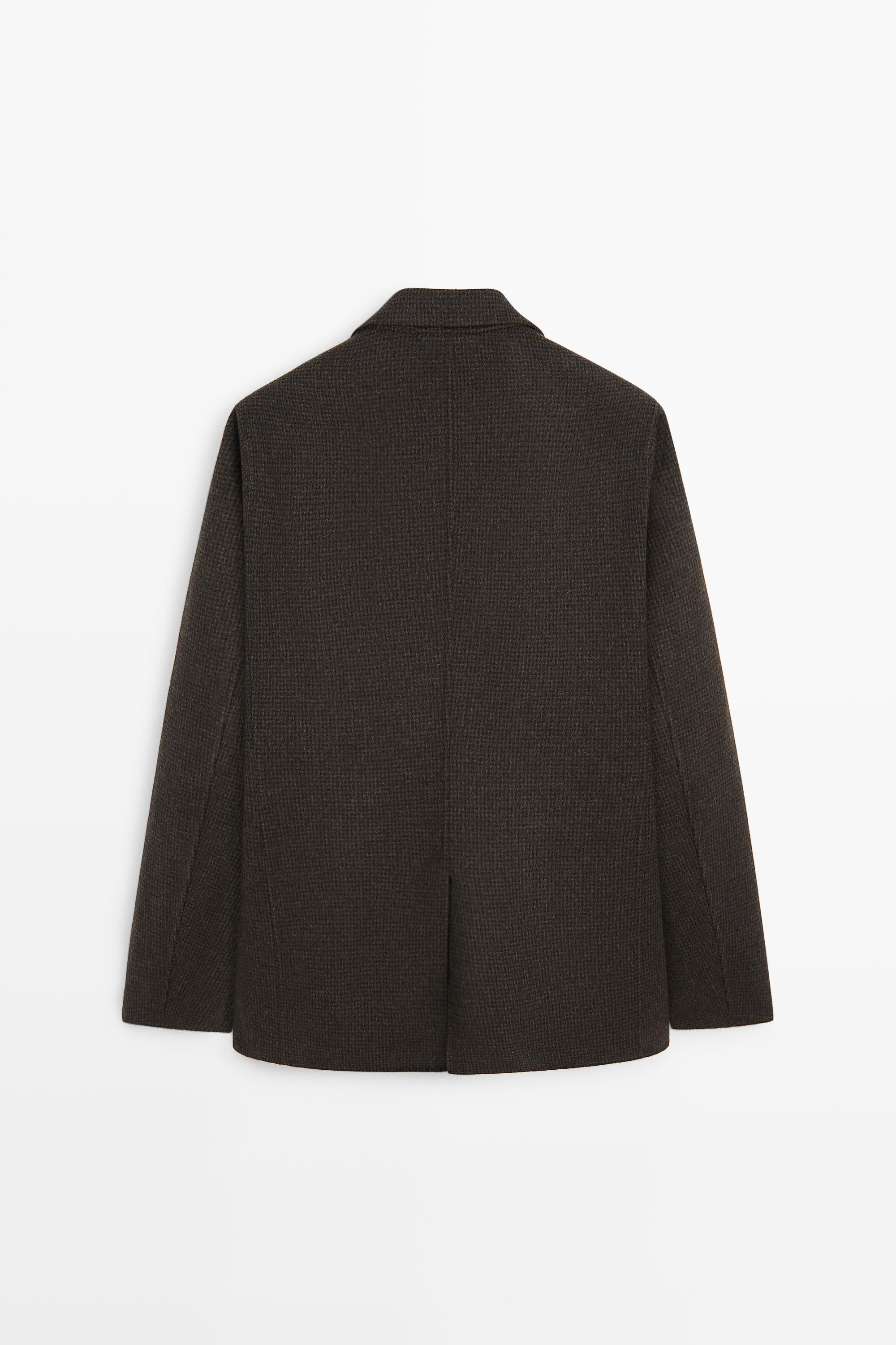Houndstooth wool blend blazer