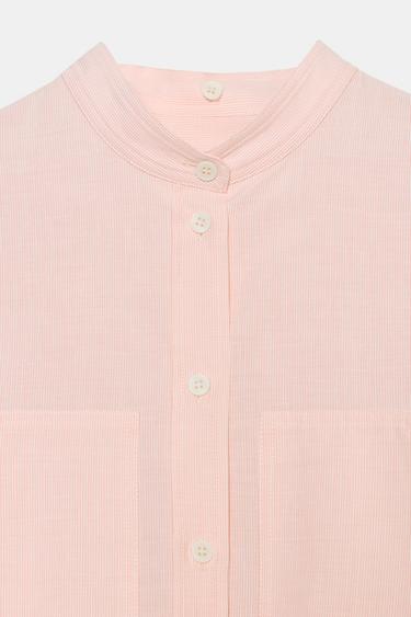 STRIPED SHIRT WITH DETACHABLE COLLAR ZW COLLECTION - Pink / White by Zara - Image 7