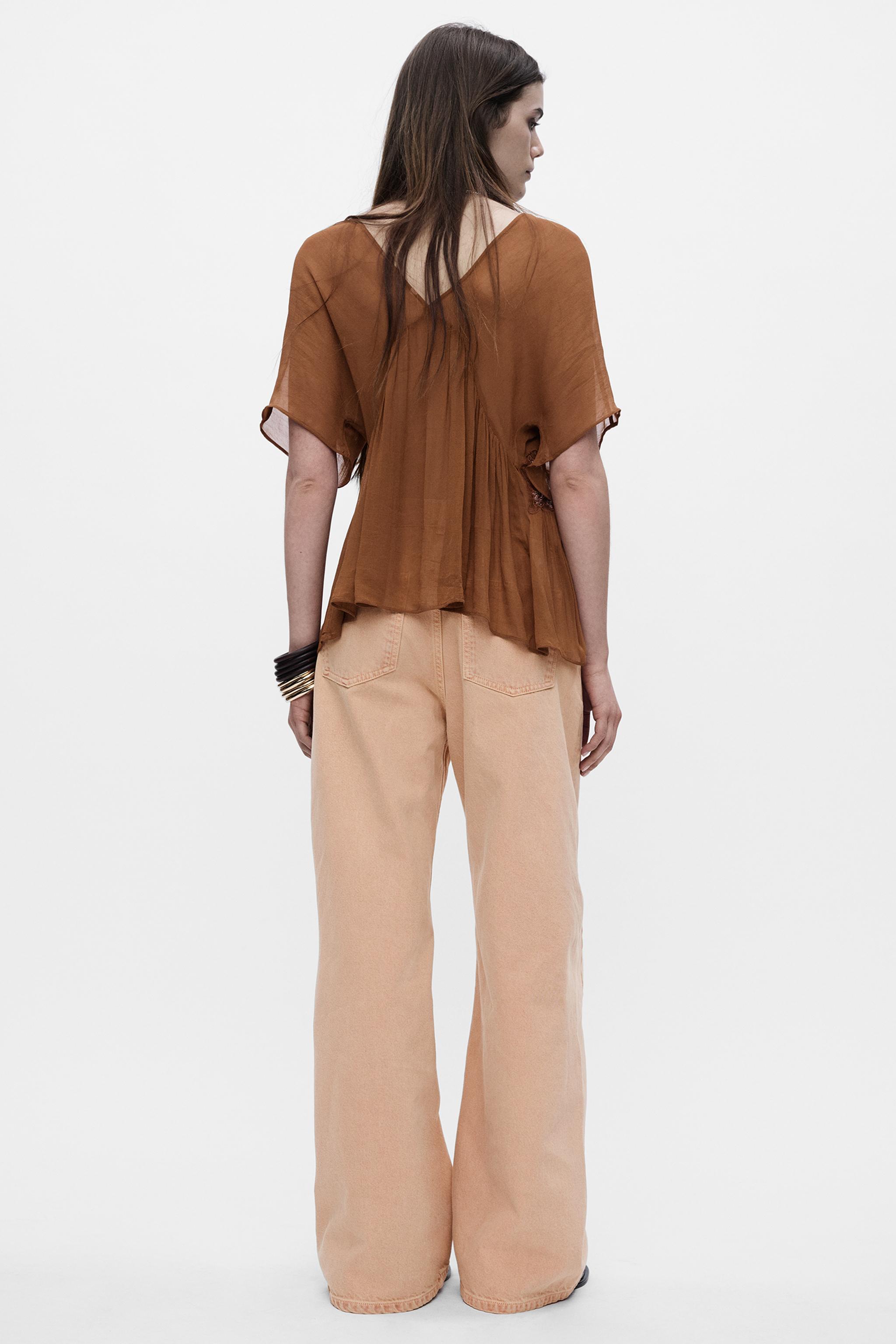 ZW COLLECTION EMBROIDERED TOP - Dark orange | ZARA United States
