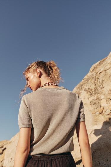 TOP EN MAILLE À MANCHES COURTES - Sable de Zara - Image 5