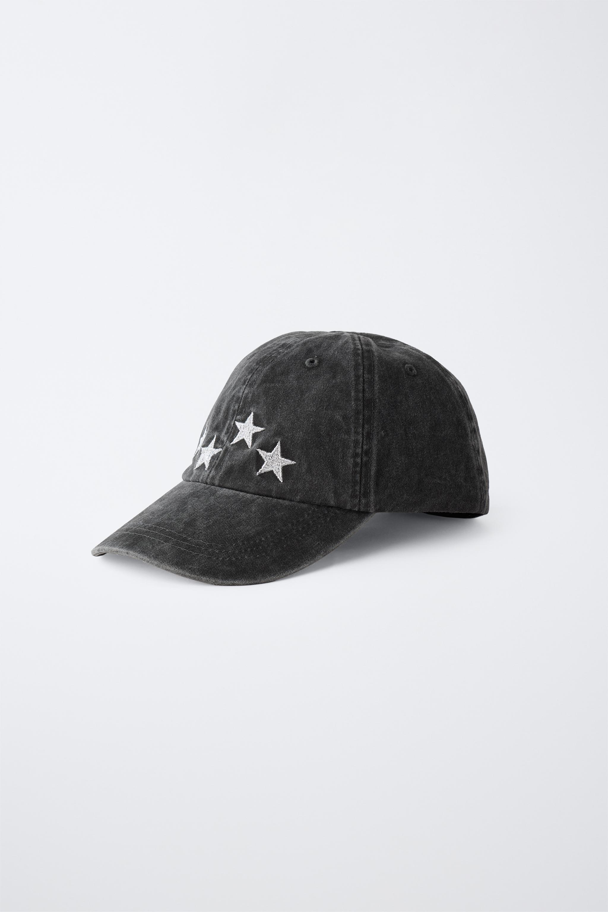 WASHED-EFFECT STAR CAP — Anthracite grey