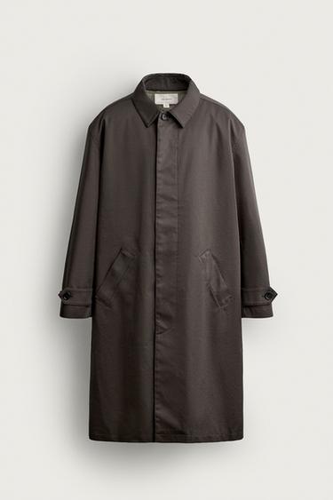 Zara WATER-REPELLENT TRENCH COAT WITH DETACHABLE LINING - Chocolate