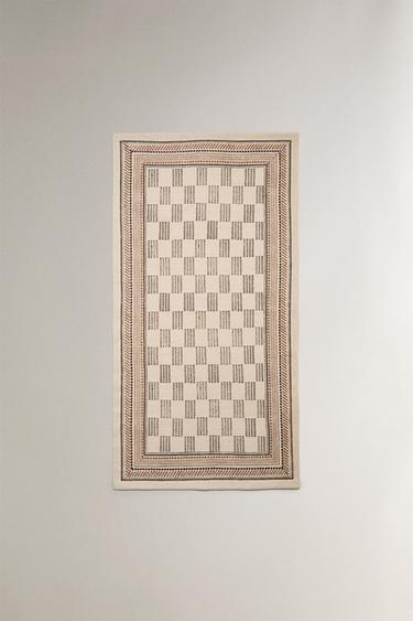 BLOCK PRINT COTTON RUG - Multicoloured by Zara