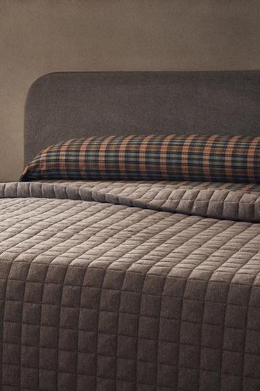 GREY COTTON JERSEY MELANGE QUILT - Dark grey by Zara