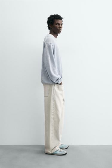 PULL REGULAR FIT 100% LIN - Bleu / Acier de Zara - Image 3