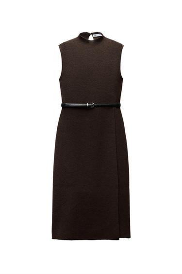 LONG KNIT DRESS WITH BELT