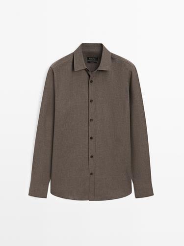 Zara Regular fit melange shirt - Brown