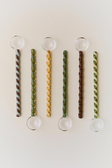 PACK OF MULTICOLOURED GLASS DESSERT SPOONS (PACK OF 6) - Green by Zara