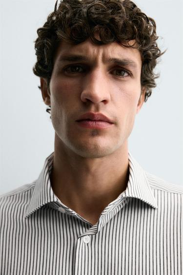 REGULAR FIT SHIRT - Navy / White by Zara - Image 4