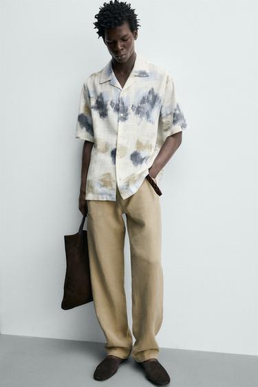 CHEMISE FLUIDE À IMPRIMÉ ABSTRAIT - Marron-Bleu de Zara - Image 4