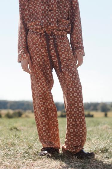 LIMITED EDITION 100% SILK PRINTED TROUSERS - Brick by Zara - Image 4