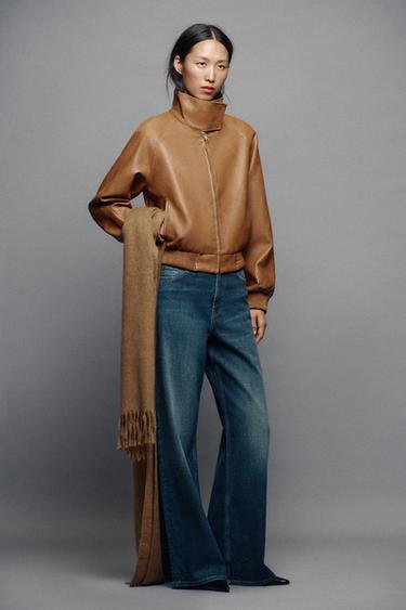 VESTE EN MATIÈRE SYNTHÉTIQUE ZW COLLECTION - Camel moyen de Zara