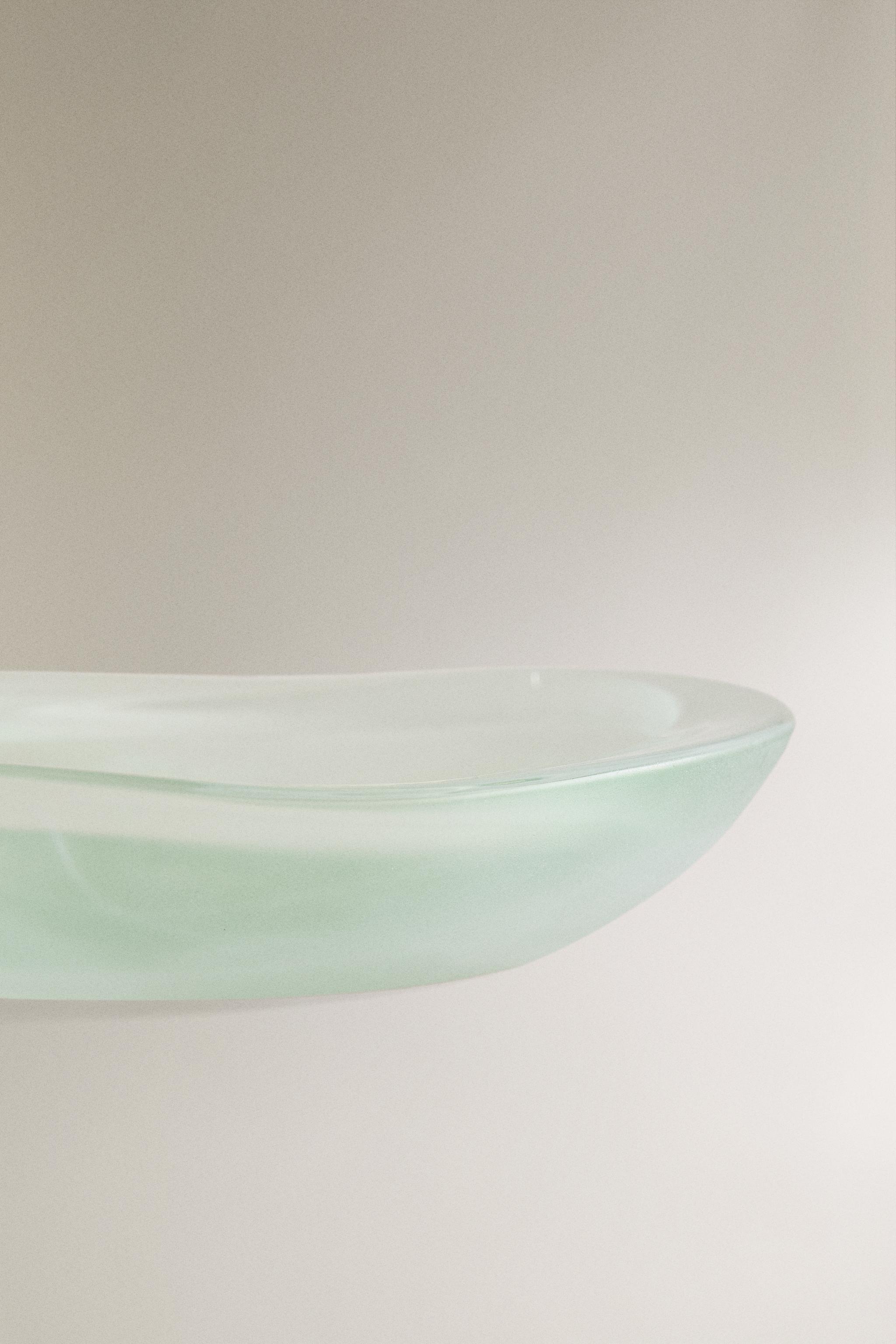 SHADED GREEN GLASS BATHROOM SOAP DISH