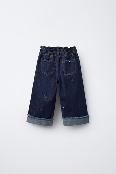 JEAN JUPE-CULOTTE BRODÉ CHIEN - Bleu de Zara - Image 1