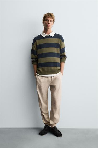 Zara SLIM FIT JOGGER WAIST PANTS - Stone