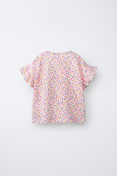 TEXTURED FLORAL T-SHIRT - Multicoloured by Zara - Image 1