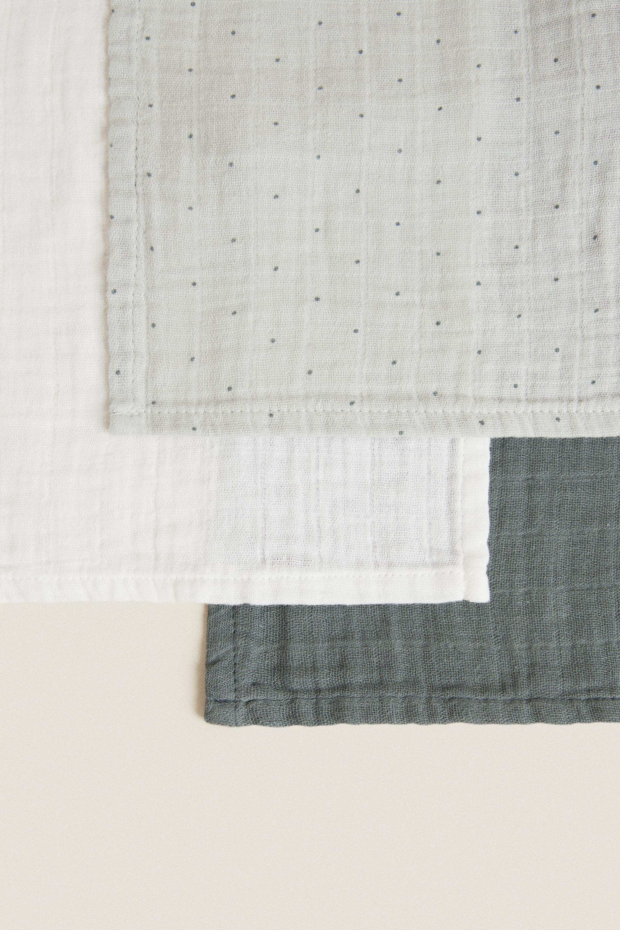 Zara SET OF MULTICOLORED BABY MUSLIN CLOTHS (SET OF 3) — фото 4