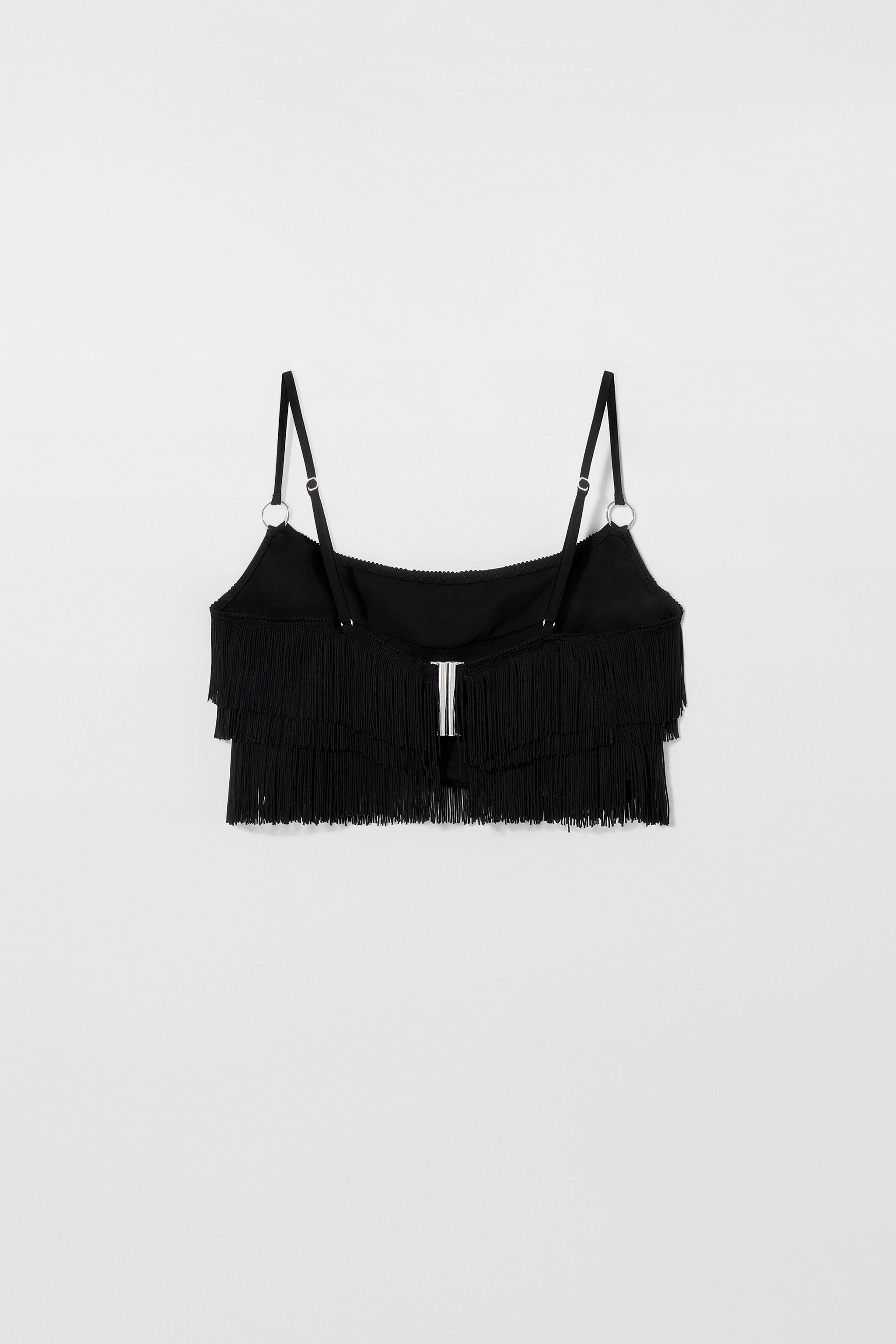 FRINGED BIKINI TOP KATE MOSS X ZARA - Black | ZARA United States