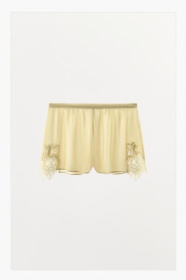 GEORGETTE LACE SHORTS - Yellow by Zara
