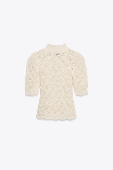 PULL ROMANTIQUE EN MAILLE CÔTELÉE - Écru de Zara - Image 7