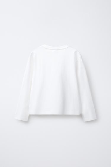 PLAIN LONG SLEEVE T-SHIRT - White by Zara - Image 1