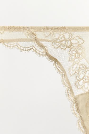 TANGA EN MESH ET DENTELLE - Écru de Zara - Image 5