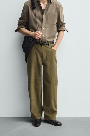 BALLOON FIT CORDUROY TROUSERS - Khaki by Zara