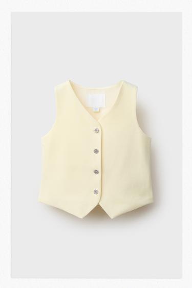 WAISTCOAT WITH RHINESTONE BUTTONS - Light yellow by Zara